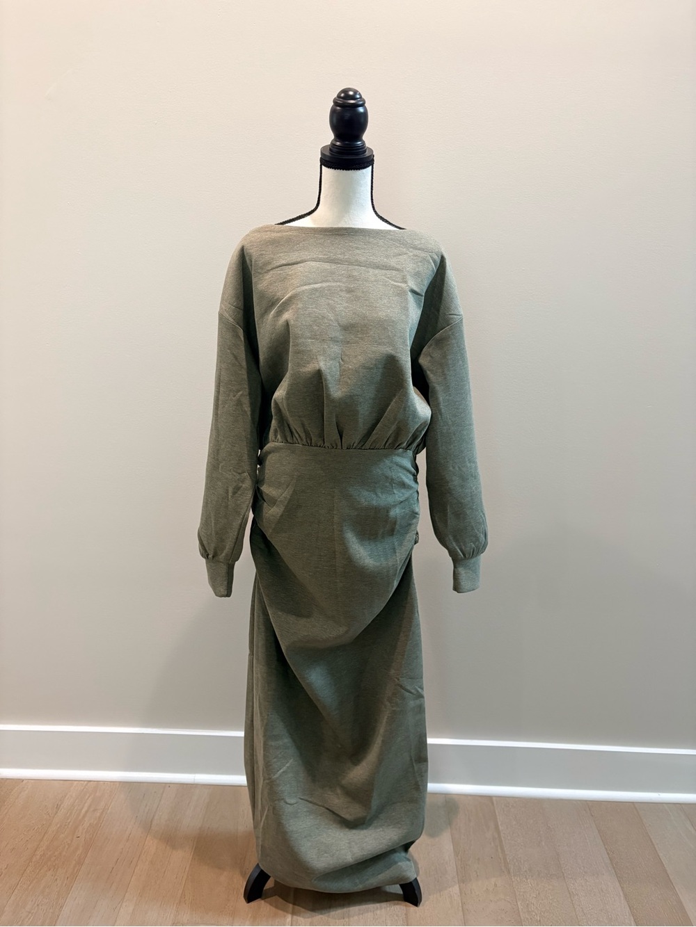 Fashion Nova Olive Green Long Sleeve Maxi Dress